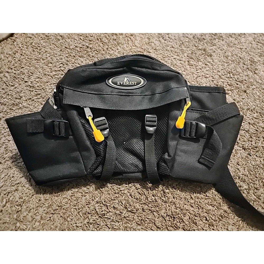 Everest Hiking Sports Dual 2 Bottle Holder Black Fanny Waist Lumbar Pack Bag A25